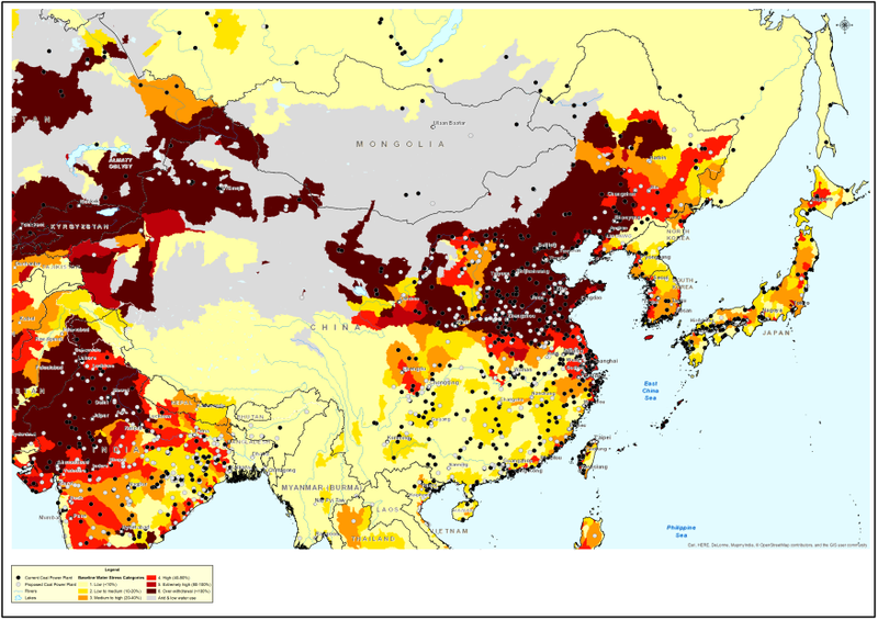 China’s water insecurity mapped against its growing number of coal plants